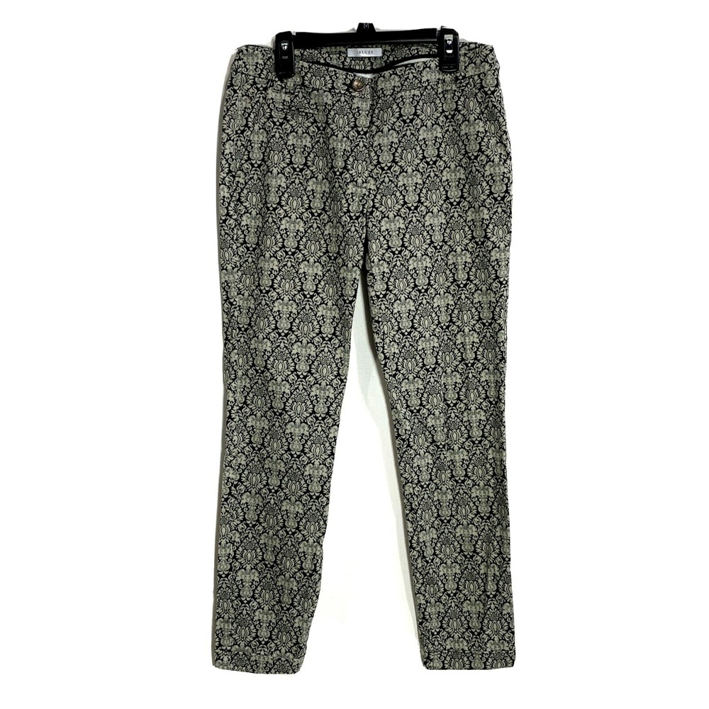 iBlues Pants 2 Black Gray Paisley Skinny Ankle‎ Cuff Pocket Washable Casual Work